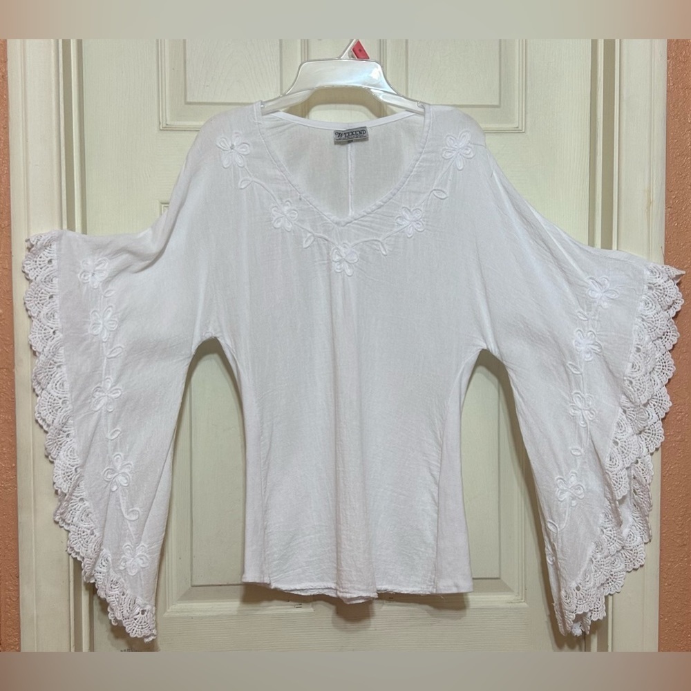 WEEKEND batwings organic cotton embroidered blouse S